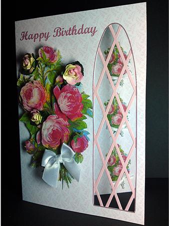 Vintage Roses Side Trellis Card Kit by Cynthia Massey