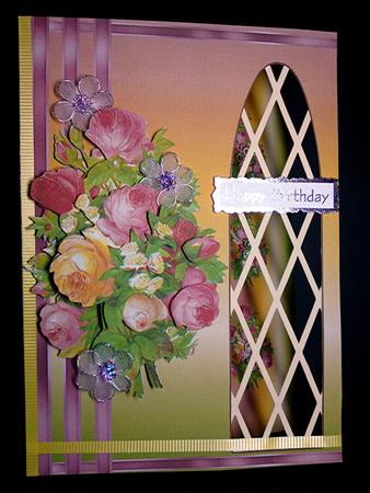 Vintage Rose Bouquet Side Trellis Card by Cynthia Massey