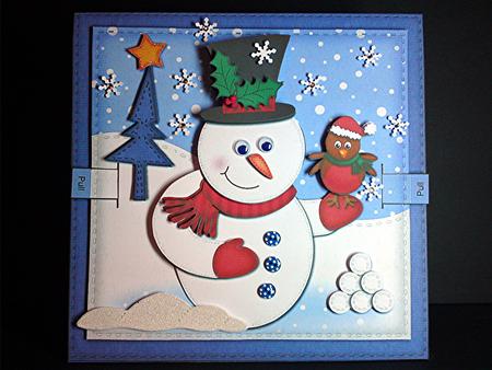 3D Xmas Snowman Animated Moveable Wobble Head Card Kit by Cynthia Massey