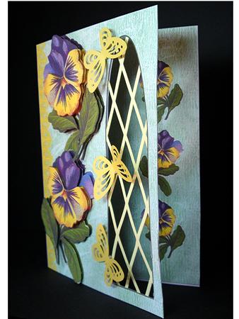 Vintage Pansy Side Trellis Card by Cynthia Massey
