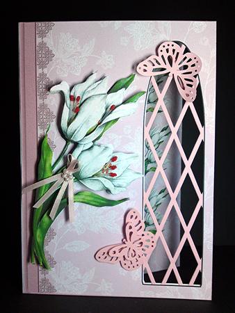 Vintage White Tulips Side Trellis Card by Cynthia Massey
