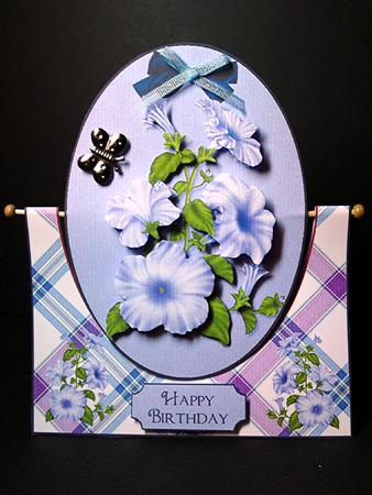 Blue Petunias Spinner Card with Decoupage by Cynthia Massey