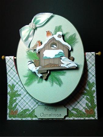 Christmas Birds Spinner Card with Decoupage by Cynthia Massey