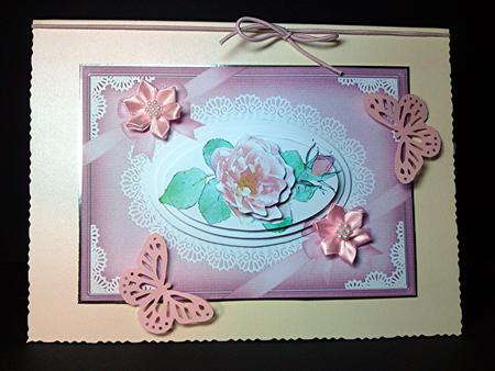 A5 Rose and Lace Oval Pyramage Topper by Cynthia Massey