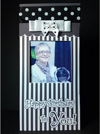 Add a Photo Birthday Stripes Card with Easy Fold Frame by Cynthia Massey