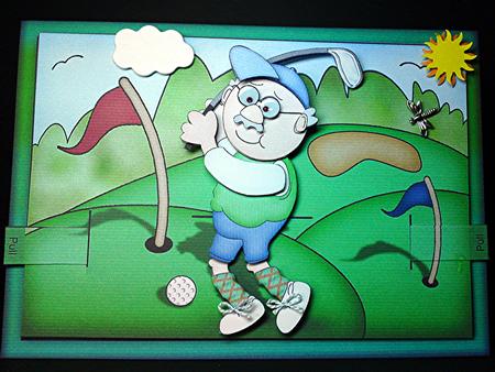 3D Golf Man Animated Moveable Decoupage Card Kit by Cynthia Massey