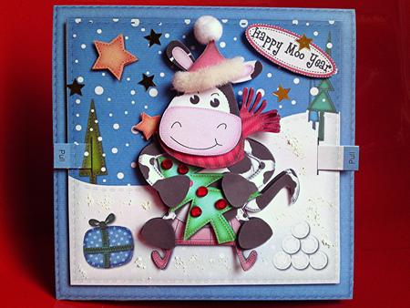 3D Mooey Xmas Animated Moveable Wobble Head Card Kit by Cynthia Massey