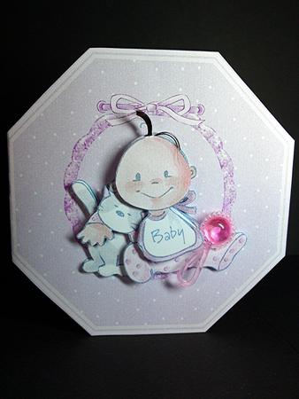 Baby Girl and Cat Octagon by Cynthia Massey
