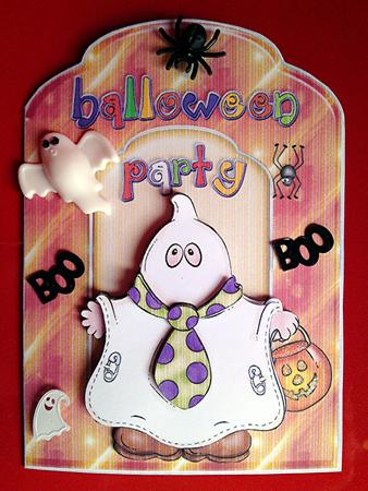 Halloween Party Scalloped Top Quick Card or Invitation by Cynthia Massey