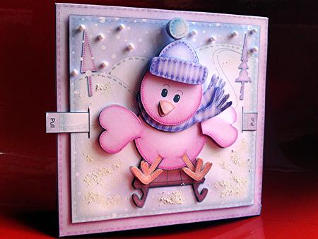 3D Xmas Little Birdie Animated Moveable Wobble Head Card Kit by Cynthia Massey