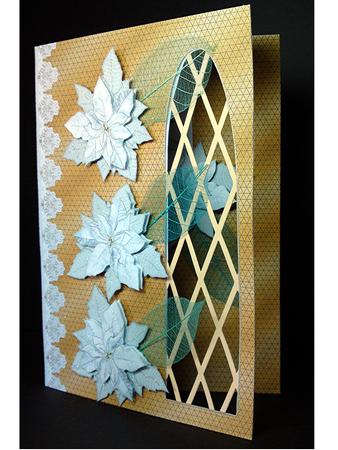 White Poinsettia on Gold Side Arch Trellis Card Kit by Cynthia Massey
