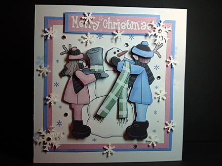 Children Building a Snowman by Cynthia Massey