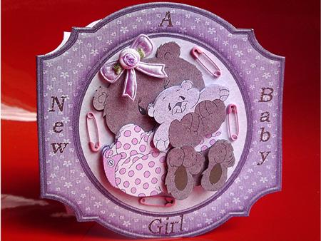 Baby Girl Shaped Card by Cynthia Massey