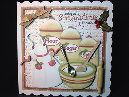 Scrumptious Christmas Square Card Front + Decoupage by Cynthia Massey