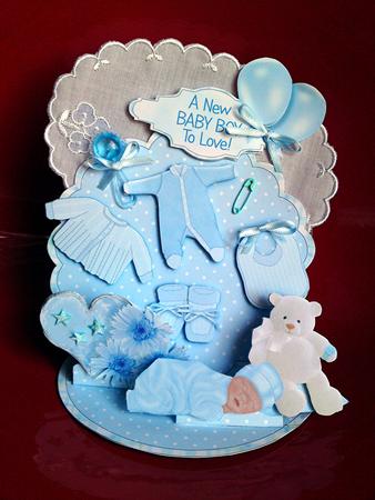 Mini Easel Tableau 3D Card - New Baby Boy by Cynthia Massey