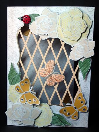 Citrus Lace Roses Trellis Card Kit by Cynthia Massey