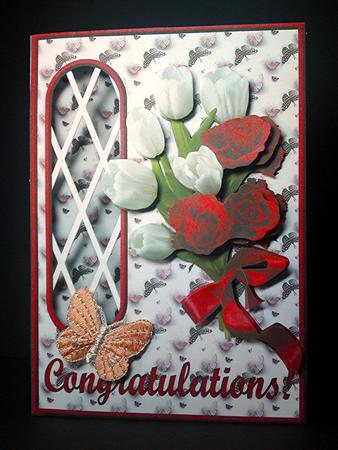 Tulips & Roses Congratulations Trellis/aperture Card by Cynthia Massey