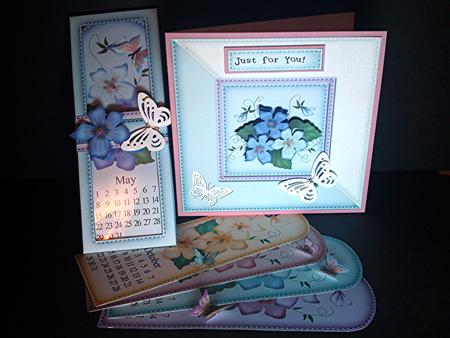 Violas Everlasting Calendar Bookmark Gift Set N Quick Card by Cynthia Massey