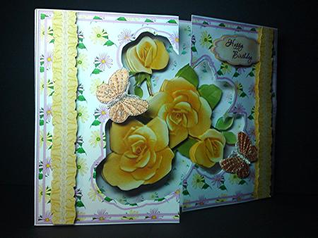 Open Fronts Shape-fold Card Kit - Apricot Rose by Cynthia Massey