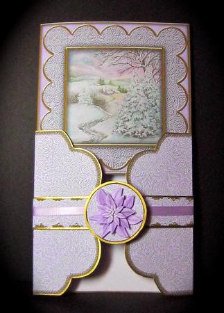Snowscene Lilac Poinsettia 3D Scallop Wrap Card Kit by Cynthia Massey