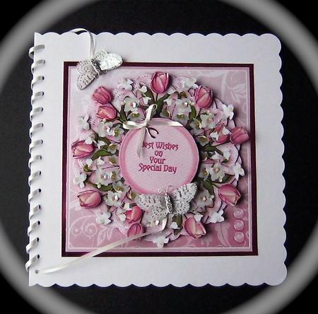 Springtime Pink Tulips - 8in x 8in Decoupage by Cynthia Massey