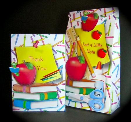 3D Pinch Bag + Card - Thank You - Teacher by Cynthia Massey