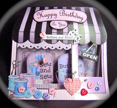3D All Stitched Up Window Pop Up Card N Decoupage by Cynthia Massey