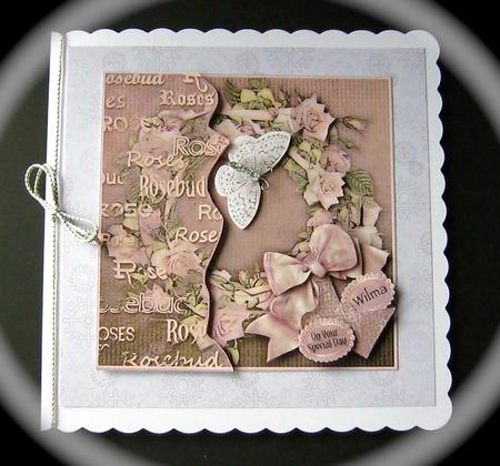 Vintage Rose Wreath 8in x 8in Decoupage by Cynthia Massey