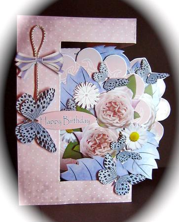 W Fold Beautiful Full Roses with Lace Daisys and Butterflie by Cynthia Massey