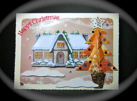 Origami Christmas Tree Card Kit - Quaint Cottage by Cynthia Massey