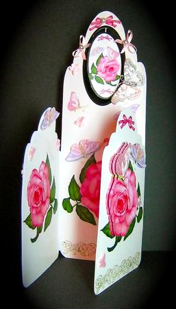 Scalloped Tall Wing Card - Butterflies on Rose by Cynthia Massey