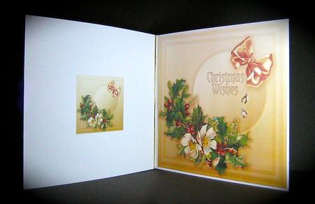 Holly and Flowers in a Lace Frame - 8in x 8in Insert Plate by Cynthia Massey
