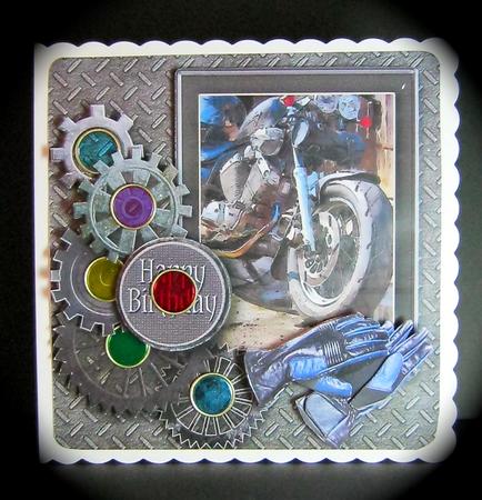 Steampunk Motorbike 8in x 8in Decoupage by Cynthia Massey