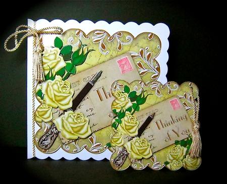 Lemon Roses Postcard Thinking of You Step by Step Decoupage by Cynthia Massey