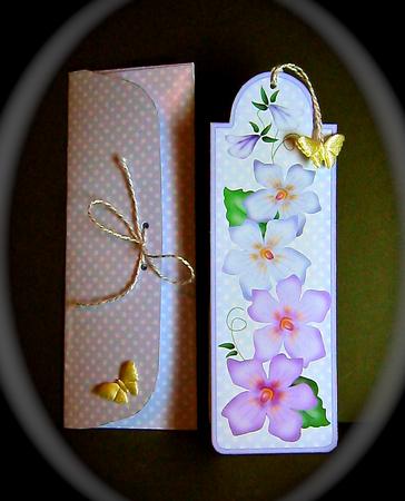 Pretty Violas Bookmark Card N Envelope by Cynthia Massey