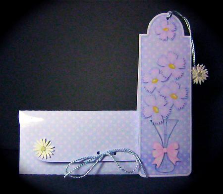 Flower Vase Bookmark Card N Envelope by Cynthia Massey