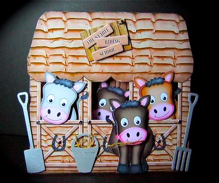 3D Stable Window Pop Up Card with Decoupage N Envelope by Cynthia Massey