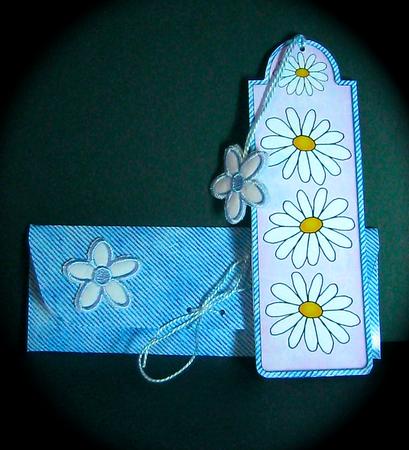 Denim N Daisy Bookmark Card N Envelope by Cynthia Massey
