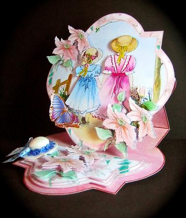 Best Friends - Victorian Children in Watercolour Easel Card by Cynthia Massey