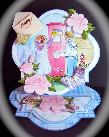 Posting a Letter Victorian Children Easel Card Kit by Cynthia Massey