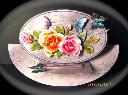 Roses and Butterflies Rocker Easel Card Kit by Cynthia Massey
