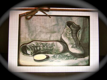 Old Walking Boots A4 Topper by Cynthia Massey