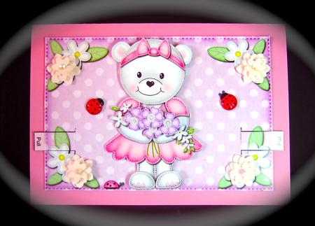 3D Teddy Tess's Flowers Animated Moveable Decoupage Card Kit by Cynthia Massey