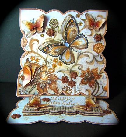 Butterfly & Flowers in Sepia Easel Card Kit by Cynthia Massey