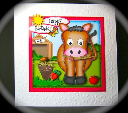 Gi Gi the Horse Quick Card N 3D Decoupage by Cynthia Massey