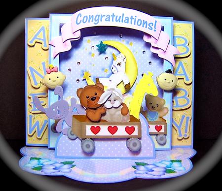 Shadow Box Easel Card Kits - New Baby Train by Cynthia Massey