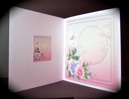 Roses and Butterflies on a Pink Panel - 8in x 8in Ins Plate by Cynthia Massey