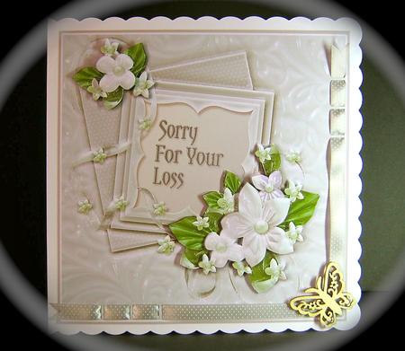 Cream Ceramic Floral Sympathy - 8in x 8in Decoupage by Cynthia Massey