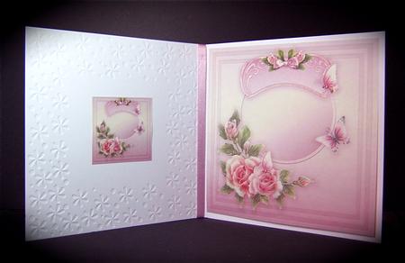 Pink Roses with Ornate Border - 8in x 8in Insert Plate by Cynthia Massey