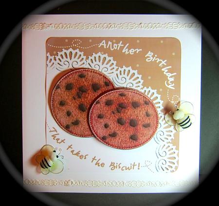 Choc Chip Cookies Biscuits Birthday Quick Card N Decoupage by Cynthia Massey